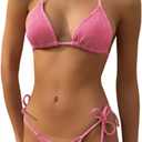 Bikini Sets Women Thongs Cheeky Two Piece Swimsuit Sexy Swimwear Triangle Cute Bathing Suit String (Small, Baby Pink)