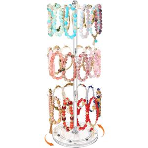 OAOLEER Bracelet Holder Display Bracelet OrganizerAcrylic Bracelet Display Stand for Vendor 3 Tier Jewelry Holder Rack Bar with 36 hooks for Bangle, KeyChain Selling (3 Layer)