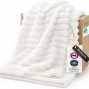 Bedsure GentleSoft White Throw Blanket for Couch - Mothers Gifts Day Birthday Gifts for Women Mom Her, Soft Cozy Fleece Summer Throw Blanket for Girl, Room Home Bedroom Decor, Off White, 50x60 Inches