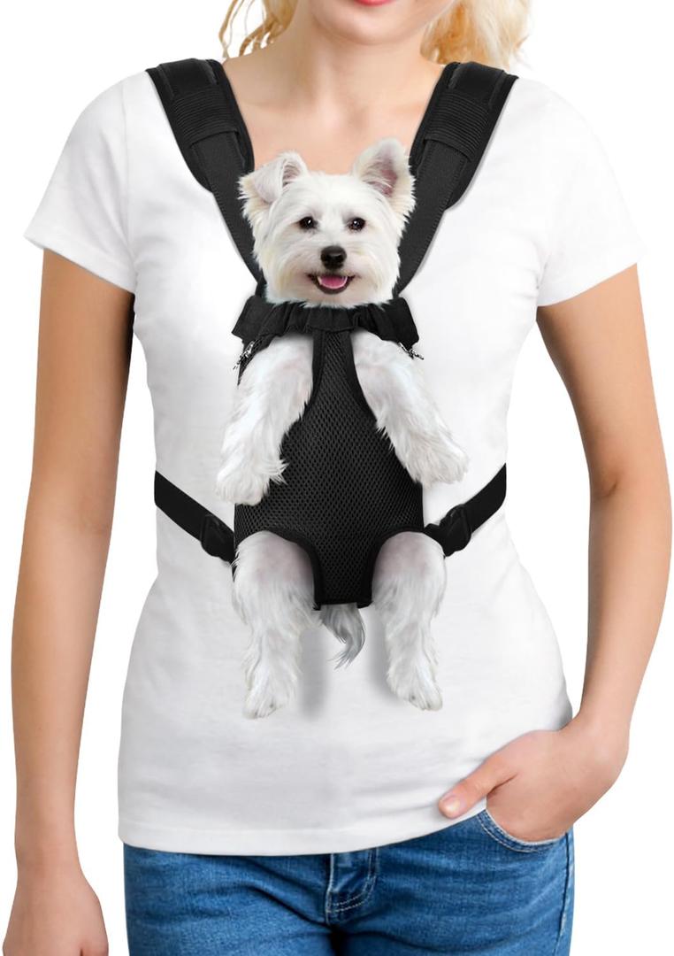 YUDODO Pet Dog Carrier Backpack Adjustable Dog Front Carrier, Legs Out Easy-Fit Dog Travel Backpack Carrier for Hiking Camping for Small Medium Dogs Cats and Rabbit (Small (Pack of 1), A-Black)