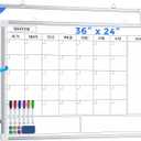 MaxGear Double Sided Magnetic Dry Erase Board Calendar, 36" x 24" | Aluminum Frame Whiteboard for Wall, Double-sided, Monthly Planner, 6 Markers & 6 Magnets included, Portable for Home, Office