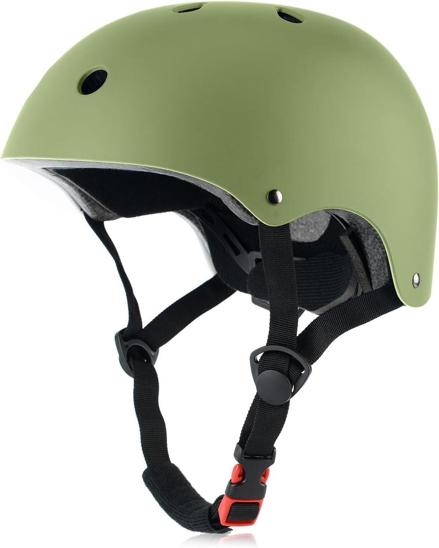 Kids Bike Helmet, Adjustable and Multi-Sport, from Toddler to Youth, 3 Sizes (Small: 18.9" - 21.3", Olive)
