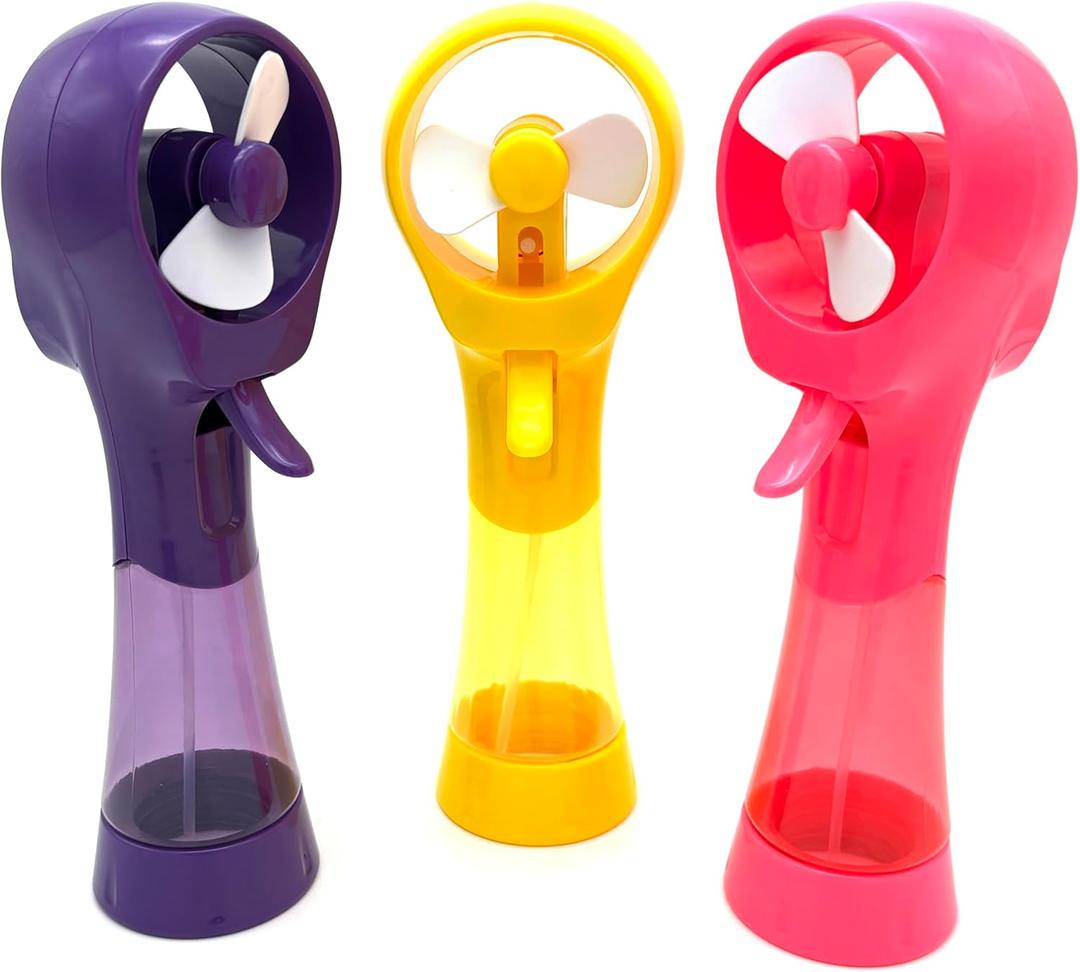 Handheld Misting Fan with Spray Function - Portable Battery Operated Personal Cooling Fans for Travel, Beach, Camping (Yellow+Purple+Pink) Handheld Misting Fan with Spray Function - Portable Battery Operated Personal Cooling Fans for Travel, Beach, Camping (Yellow+Purple+Pink)