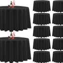 12 Packs Black Round Tablecloths 120 Inches Circular Table Cloth,Stain and Resistant Wrinkle Washable Polyester Table Cover for Wedding,Parties,Banquet,Buffet Table, Holiday,Dinner Tables Decorate (12 Pack 120 Inch)