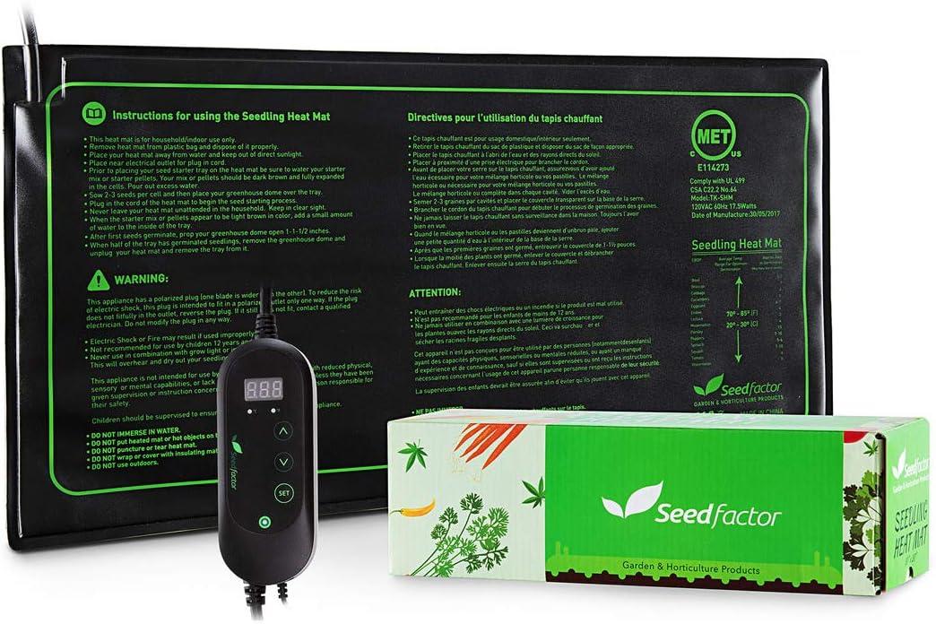 Seedfactor MET Certified Seedling Heat Mat with 50~108 Digital Thermostat Controller for Seed Germination (10" x 20")
