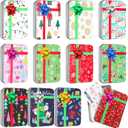 Remuuly 12 Pcs Christmas Gift Card Tin Holder Boxes with Lids and Bow Flower Stickers Christmas Cookie Tins Gift Box Set Xmas Cardholder Money Boxes for Holiday Decor Party Favor Box