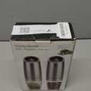 Electric Salt and Pepper Grinder set of 2, Automatic Salt and Pepper Mill Grinder, Adjustable Roughness, Battery Powered with Blue LED Light, Stainless Steel with One Hand Operation (Sliver)