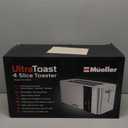 Mueller UltraToast Full Stainless Steel Toaster 4 Slice, Long Extra-Wide Slots for Bagels and Waffles, 6 Browning Levels, LED Display, Cancel/Defrost/Reheat Functions & Removable Tray, Kitchen Gadgets