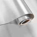 VaryPaper 15.7" x 78.7" Brushed Stainless Steel Silver Contact Paper for Appliances Refrigerator Vinyl Wrap Self Adhesive Removable Metallic Silver Peel and Stick Wallpaper for Countertops Fridge