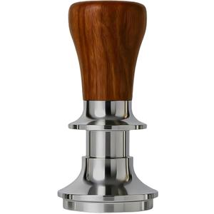 Coffee Espresso Tamper with WDT Tool, Coffee Press with Silicone Mat, 100% Flat Stainless Steel Base Tamper for Espresso Coffee Machine (Brown2, 51mm)