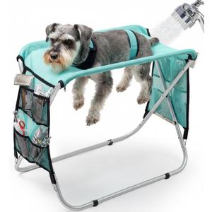 Senior Pet Grooming Hammock with Stand - Sturdy Aluminum Alloy Station for Elderly Dogs & Cats - Gentle Joint Support for Nail Trimming, Bathing & Care - Foldable, No Hook Needed (30 lbs)