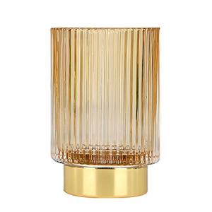 DASITON Makeup Brush holder Organizer, Crystal Cosmetic Makeup Brush Glass Brushes Storage Holder, Vintage Make Up Brush Cup Pen Pencil Holder striped vase(Coffee L)