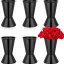 Beeveer 6 Pack Plastic Flower Bucket 11.8 Inch Tall Vase Bucket Cone Vase with Base for Cut Flower Multipurpose Buckets for Flower Bouquet Holder Centerpieces Decorations for Home Wedding (Black)