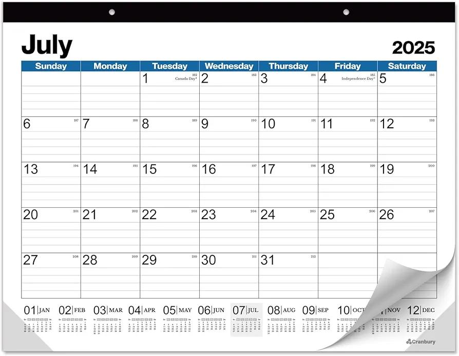 CRANBURY Large 22x17 Desk Calendar 2025-2026, Use July 2025 - Dec 2026 as Big Deskpad Blotter or 17 x 22 Monthly Hanging Wall Calendar Planner for Home or Office, Includes Stickers Top slightly Ripped