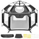Baby Playpen with UV Canopy, Portable 1-Click Set Up Baby Tent, Toddler Play Yard for Indoor, Outdoor, Foldable Playpen for Beach, Camping, Home, Lightweight Versatile Toddler Tent, with Travel Bag (Black)