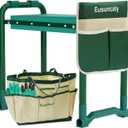 Foldable Garden Kneeler Seat Heavy Duty,Portable Garden Stool with Tool Bags,Widened 10.2" Thick Kneeling Pad,Gardening Bench Gifts for Parents,Gardener,Horticulturist,Green