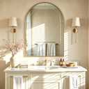 MOON MIRROR Arched Mirror for Bathroom, Bathroom Mirrors for Over Sink, 20x30” Brushed Gold Non-Rusting Vanity Mirror in Brass Stainless Steel Metal Frame