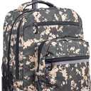 J World Sundance Laptop Rolling Backpack for Girls Boys. Roller Bookbag with Wheels, Green Camo, 20 Inch