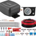 maXpeedingrods On Board Air Compressor System Universal Air Spring Compressor Kit with Gauge Air Line T Fittings for Trucks Vans (Black)