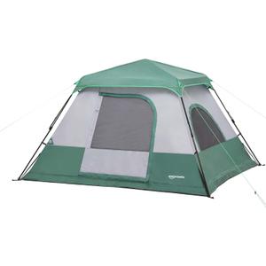 Amazon Basics Instant Camping Tent with Rainfly, Weather-Resistant, Quick Setup, 6 Person