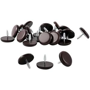 1" Nail on Furniture Sliders (24 Pack) - Furnigear Heavy Duty PTFE (Teflon) Chair Sliders Glides Wooden Furniture Movers Move Your Furniture Easily & Safety - Best Chair Leg Floor Protectors Brown