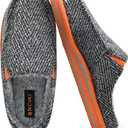 ONCAI Mens Clog Slippers with Arch Support Stripe Faux Fur Cotton-Blend High-Density Memory Foam Warm House Slippers Slip-on Indoor Outdoor Rubber Sole size 12