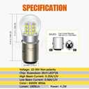 Ruiandsion BA20D LED Bulb 10-30V Non Polarity 1000Lm Hi/Lo Beam Super Bright White 3014 39SMD Chipsets for Motorbike Pack of 1