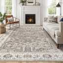 Area Rugs 9x12 for Living Room - Washable Soft Large Vintage Rug Non-Slip Stain Resistant Traditional Stain Resistant Indoor Floor Low Pile Carpet for Bedroom Dining Room or Home Office - Dark Brown