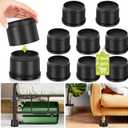 8 Pack Furniture Risers 2 or 4 Inch, Adjustable Bed Risers Heavy Duty for Table Desk Couch Chair Sofa Cabinet Bed Frame Dorm, Round Stackable Table Leg Risers Lift Height 2" or 4", Black