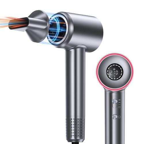 VivaEase Hair Dryer, 1400W Professional High Speed Hairdryer for Fast Drying, 500 Million Negative Ionic Hair Dryer, 3 Speeds and 5 Temps with HD Display, Low Noise Blow Dryer for Home Salon
