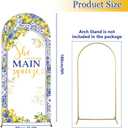 AIBIIN 6ft Lemon Wedding Arch Backdrop Cover, She Found Main Squeeze Arch Covers, 2-Sided Round Top Chiara Blue Tile Bridal Shower Party Arch Decorations