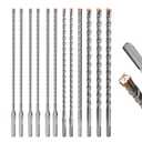 12PCS SDS Plus Rotary Hammer Drill Bits, 12PCS(5/32" to 5/8" 12") - 4 Carbide Cutting Edges, Ideal for Masonry| Heavy-Duty Masonry |Hammer Drill Bits for Precision Drilling