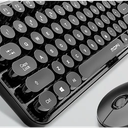 Wireless Keyboard and Mouse Combo, MOFII 104 Keys Full Size Retro Round Keys Typewriter Keyboards Ergonomic Keyboards and Mouse Wireless for Windows, PC, Laptop, Desktop Black