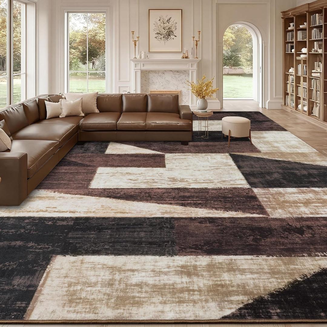 Mugorn Modern Geometric Living Room Rug, Soft Large 9x12 Area Rug