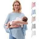 Momcozy Ultra-Light Nursing Cover for Breastfeeding, Soft Breathable Tencel Lyocell Fabric, Multi-Use Feeding Shawl, Newborn Essentials Must Haves(Blue) (One Size)