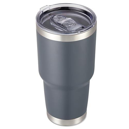 Cool Yoleb 30 oz Tumbler with Lid Stainless Steel Tumblers Vacuum Insulated Cup Reusable Powder Coated Travel Mug Double Wall Leak Proof Portable Cups Keep Cold Drinks for 12 Hours, Gray, 1 Pack