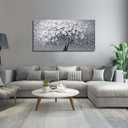 JuhaiArt White Flower Wall Art Bedroom Gray Wall Decor Tree Canvas Picture for Living Room Office 24" x 48" Modern Artwork Poster