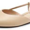 DREAM PAIRS Slingback Flats for Women, Pointed-Toe Elegant Women's Ballet Flats with Buckle Strap, Classic Low Heel Dress Shoes for Casual Work Office Party 11 (Nude-pu)