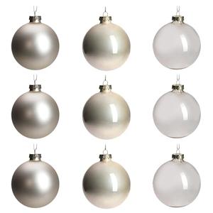 DN DECONATION Glass Christmas Hanging Ball Ornaments Set of 9, 3.15” Champagne Christmas Ornaments, Christmas Decorative Baubles for Xmas Tree Decoration, Holiday, Wedding Party Gift Decor