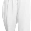 EVALESS Women's Wide Leg Barrel Pants Elastic High Waisted Trousers Business Work Casual Palazzo Pants with Pockets L White