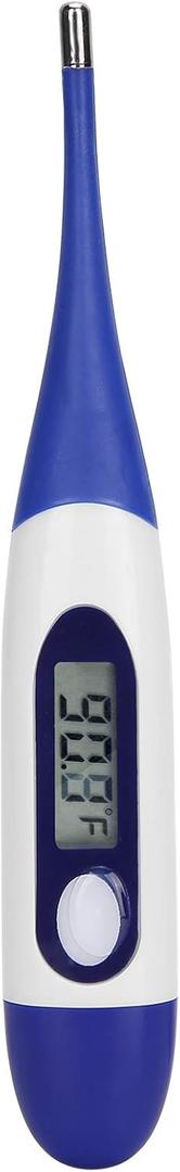 Livestock Pet Thermometer with LED Display Memory Function,Fast Digital Veterinary Thermometer,Flexible Probe for Temperature Measurement for Dogs Cats Horse Cattle (with Battery)