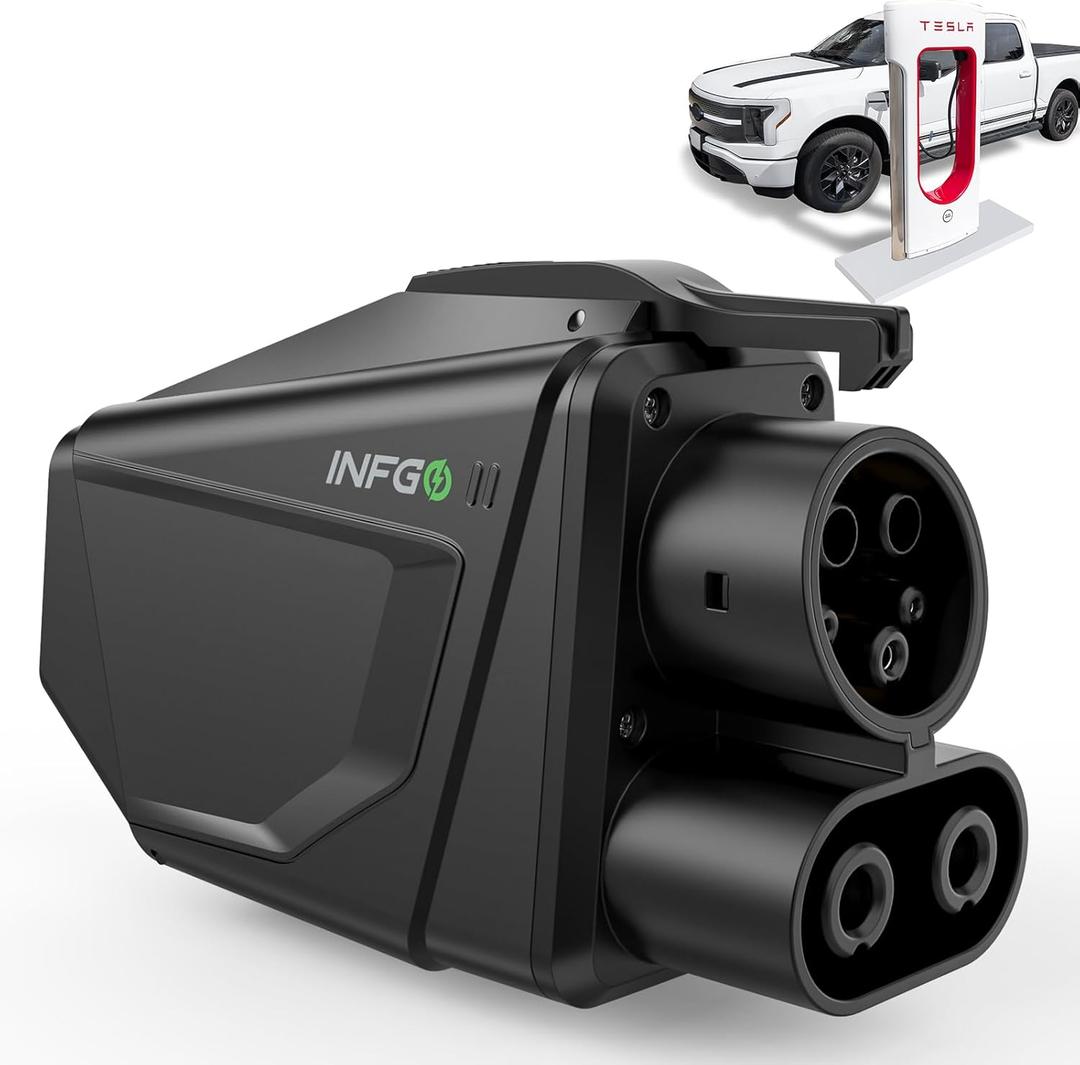 NACS to CCS Adapter for V3/V4 Tesla Supercharger, 500A /1000V NACS DC Adapter Compatible with Ford, Chevrolet, GMC, Cadillac, Hyundai CCS1 EVs [Check with Your Automaker for Compatibility]
