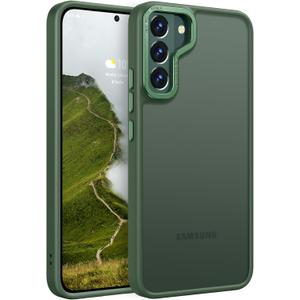 Rayboen for Samsung Galaxy S22 Plus Case, Translucent Frosted Hard Back Silicone Edge Skin Feel Anti-Fingerprint Anti-Scratch Protective Slim Phone Cover for Samsung S22+ Plus 5G, Matte Green