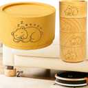 Bed Risers Furniture Legs, Solid Wood Furniture Raisers with Sleepy Bear Pattern, 2" Stackable Non-Slip Heavy-Duty Wooden Sofa Frame Feet (Beige, 2inch)