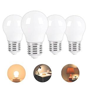 Spolico Low wattage A15 LED Light Bulb Replacement 15W 20W 25W E26 Base 120V 2W 150lm Soft White 2700K Non-Dimmable for Bathroom, Bedroom, Bedside Accent Lamps Pack of 4