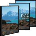 upsimples 11x14 Picture Frame Set of 3, Made of High Definition Glass for 11 x 14, Wall Display Thin Border Photo Frames for Home Dcor, Black