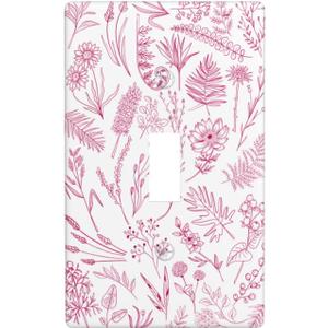 Vintage Pink Flower Single Toggle Light Switch Plates And Outlet Covers Decorative Electrical Wall Plate Receptacle Switchplate Decorate Plug Cover For Bathroom Bedroom Kitchen 4.5 * 2.76 Inch