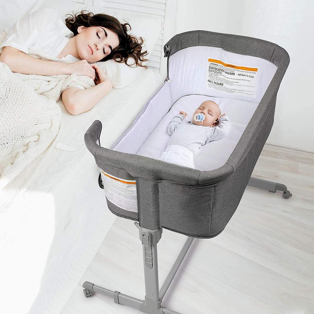KoolerThings 3 in 1 Baby Bassinet, Bedside Sleeper, & Playpen, Easy Folding Portable Crib (Grey)- KoolaBaby (Bassinet), 33x20