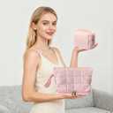 2 x Pink Puffy Puffer Makeup Bag for Purse Small Makeup Pouch Quilted Cosmetic Bag Cute Cotton Toiletry Pouch Bag for Women