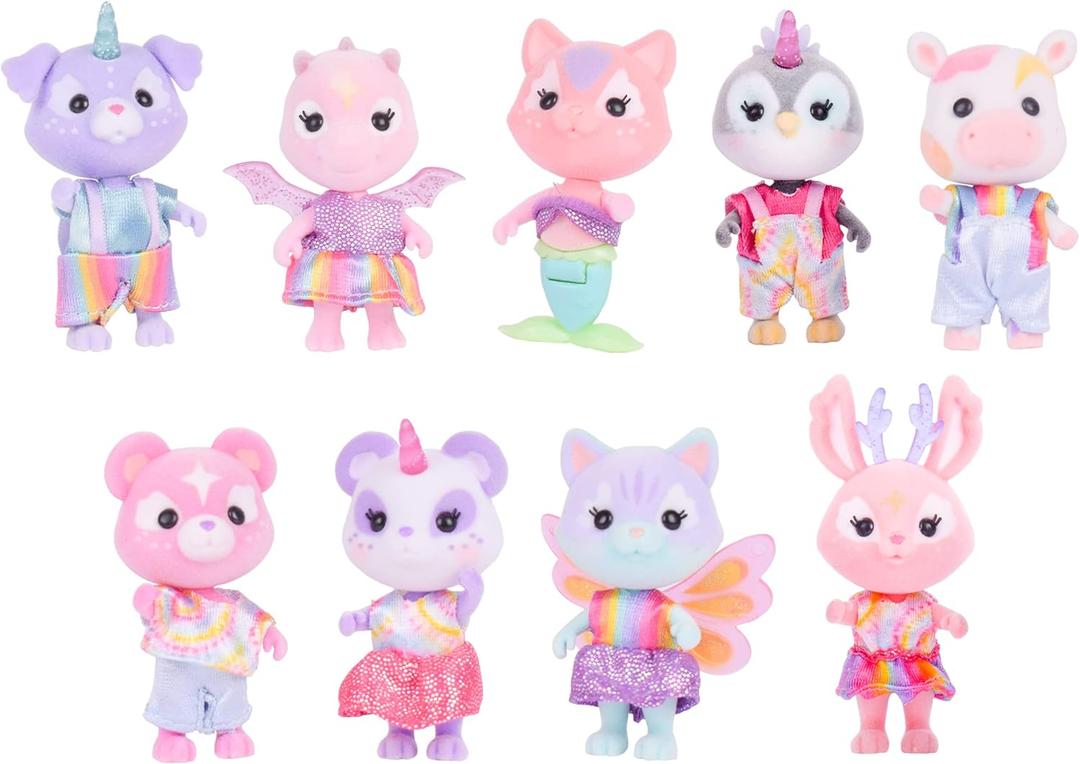 Sunny Days Entertainment Honey Bee Acres Rainbow Ridge Pals  9 Miniature Flocked Dolls | Small Fantasy Collectible Figures | Pretend Play Toys for Kids